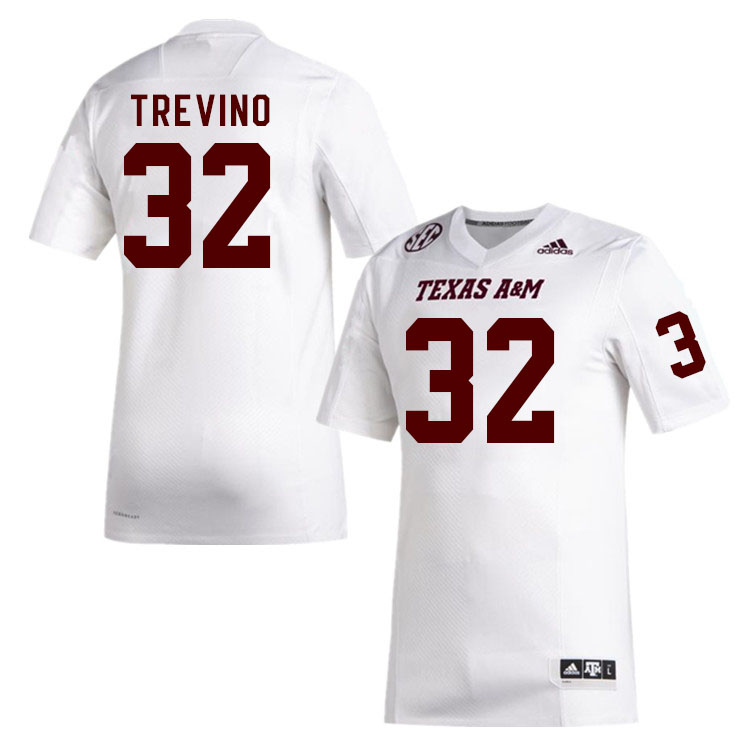 Men #32 Aaron Trevino Texas A&M Aggies College Football Jerseys Stitched Sale-White - Click Image to Close